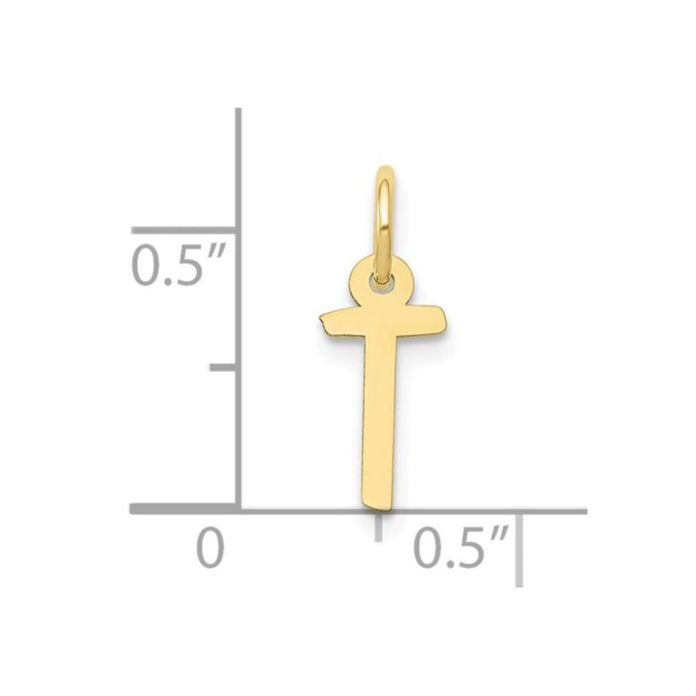 10k Yellow Gold Small Slanted Block Initial T Cha… - image 3